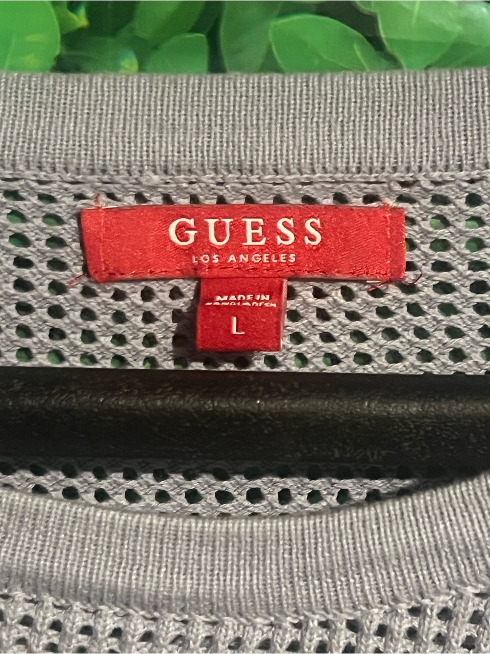 Guess Light Gray Open-Knit Top with Red Label